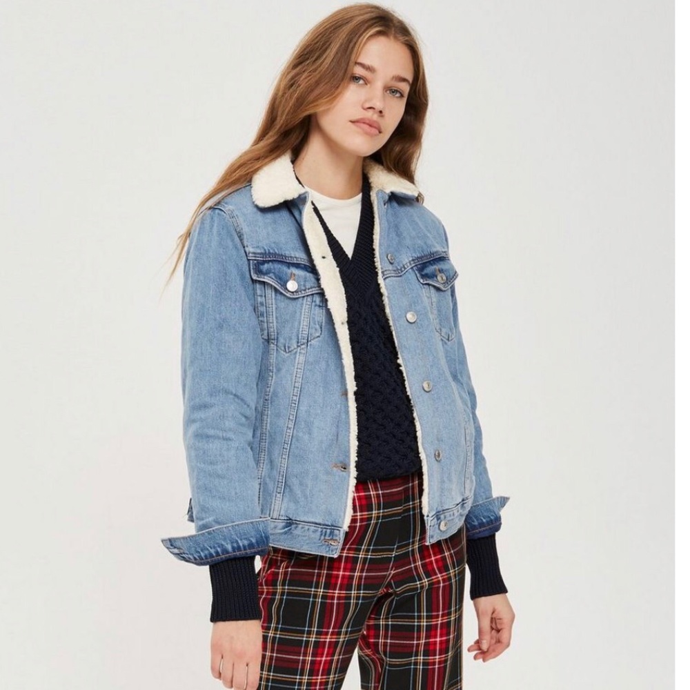 Topshop sherpa lined boyfriend denim jacket